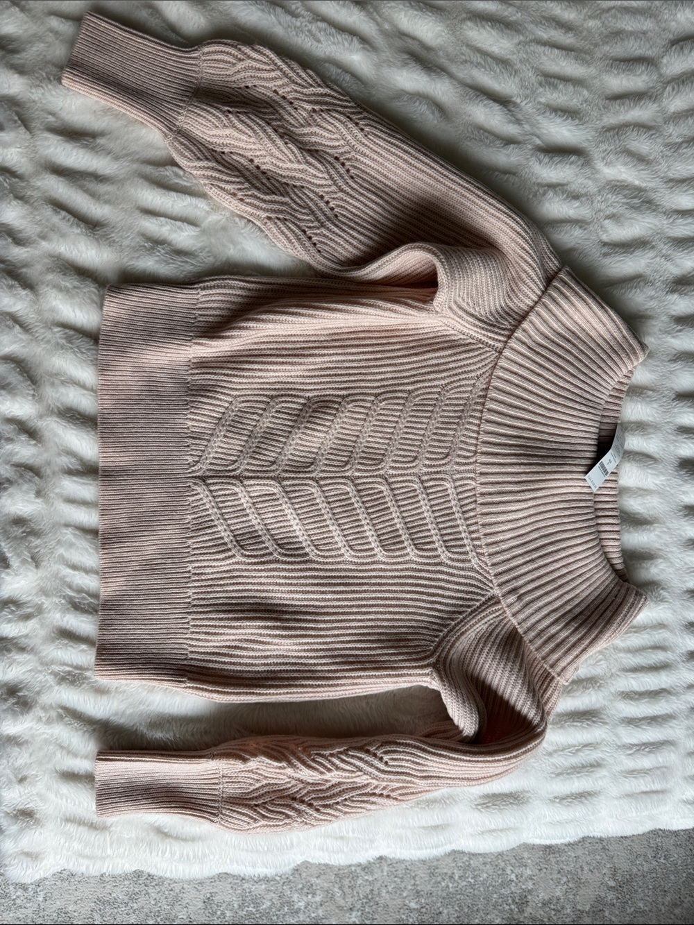 White House Black Market Blush Pink Ribbed Turtleneck Sweater